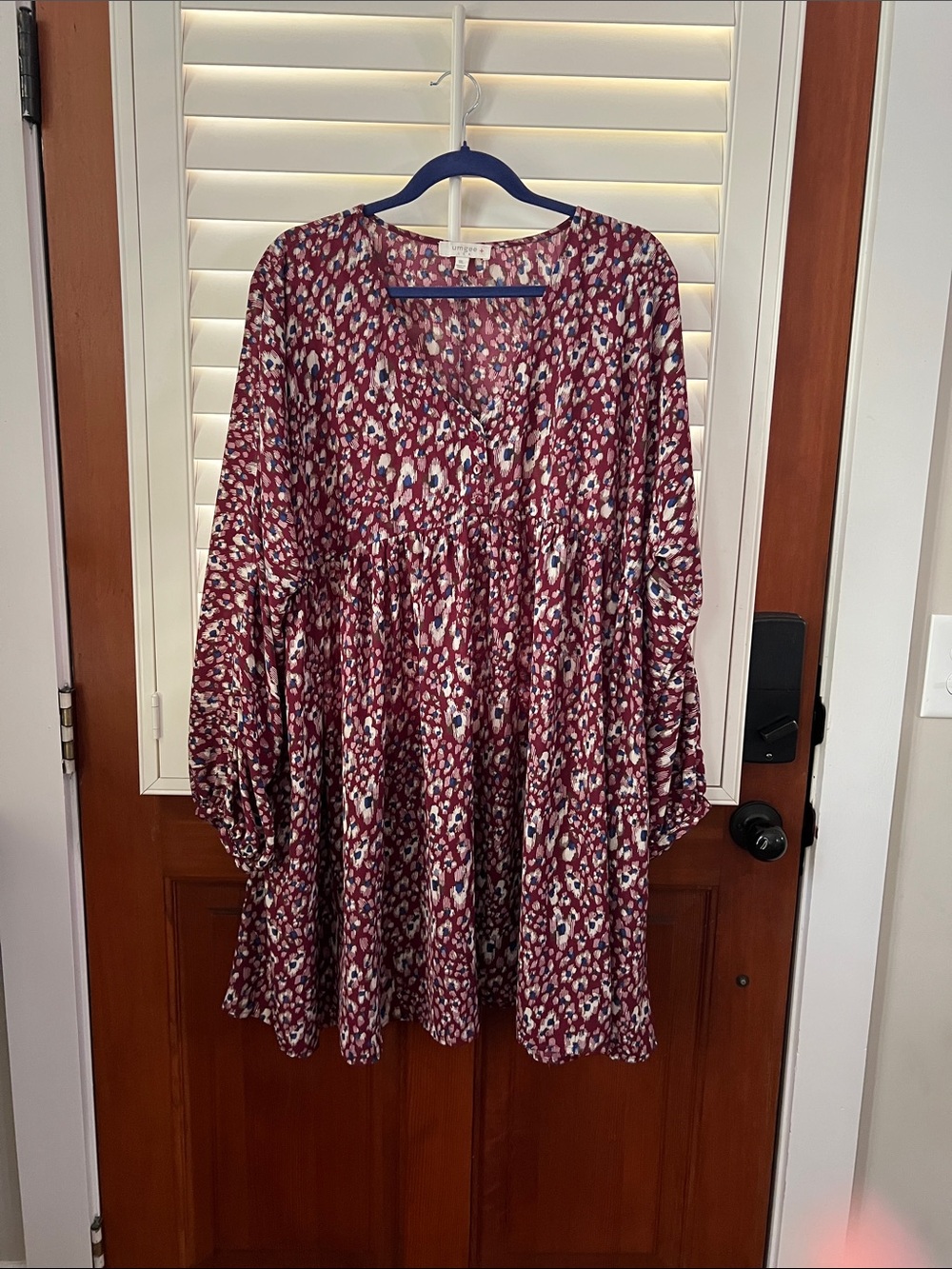 UMGEE Flowy Maroon Animal Print Tunic Dress